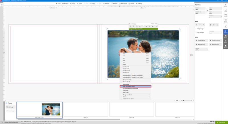 Connect an external image processing programme to the software