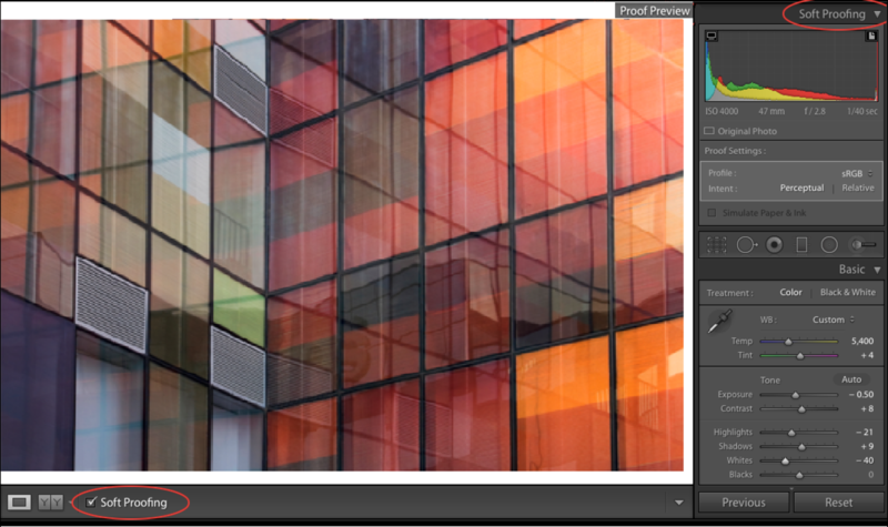Soft proofing in Lightroom